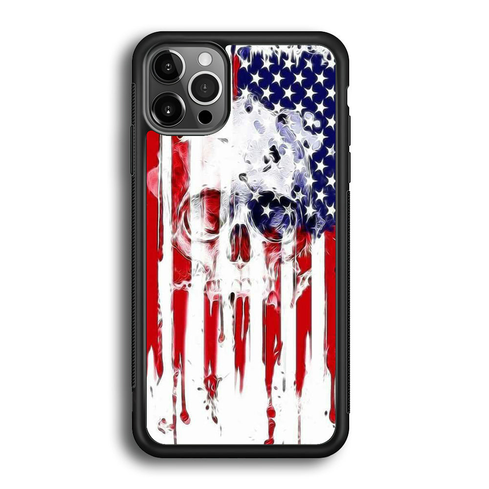 USA Flag Skull iPhone 12 Pro Max Case-Phone Case-Rubber Black (2D Case)-Altracase