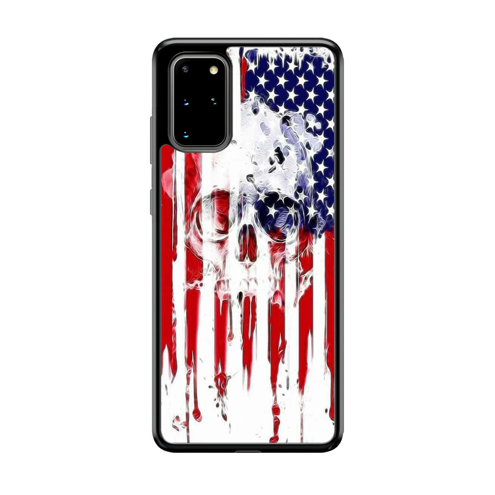 USA Flag Skull Samsung Galaxy S20 Plus Case-Phone Case-Rubber Black (2D Case)-Altracase
