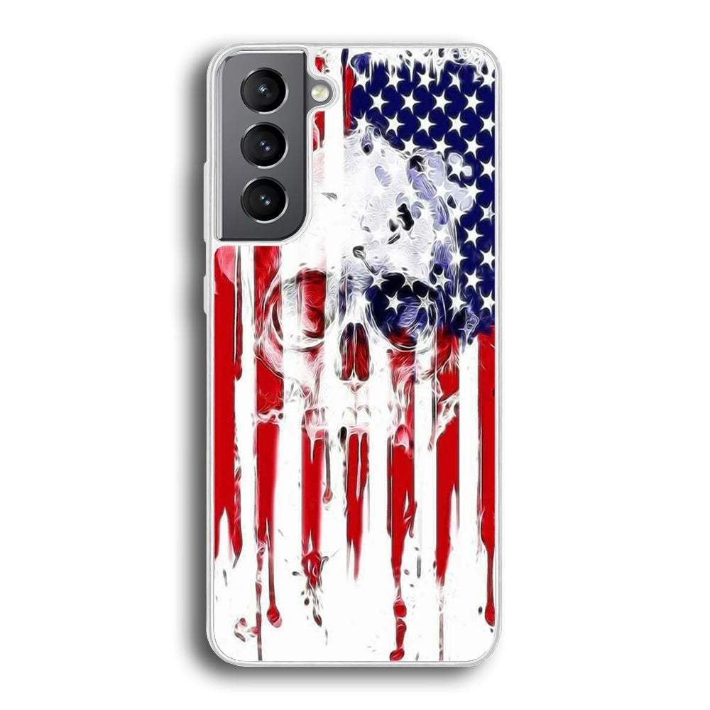 USA Flag Skull Samsung Galaxy S23 Case-Phone Case-Rubber White (2D Case)-Altracase