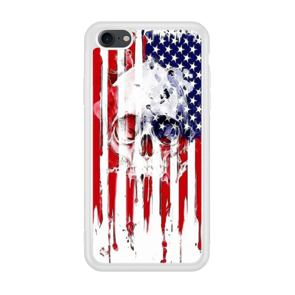 USA Flag Skull iPhone SE 2020 Case-Phone Case-Rubber White (2D Case)-Altracase