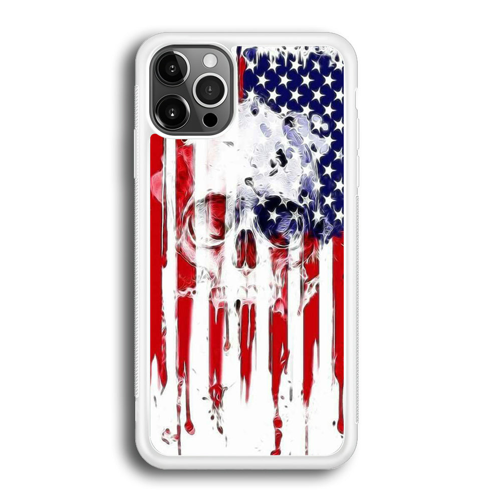USA Flag Skull iPhone 12 Pro Max Case-Phone Case-Rubber White (2D Case)-Altracase