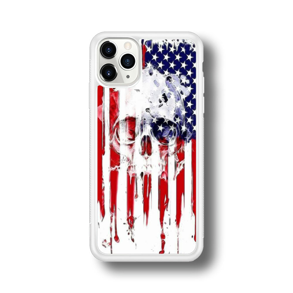 USA Flag Skull iPhone 11 Pro Max Case-Phone Case-Rubber White (2D Case)-Altracase