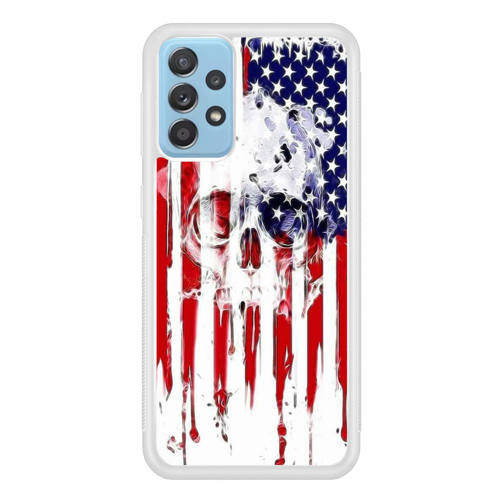 USA Flag Skull Samsung Galaxy A72 Case-Phone Case-Rubber White (2D Case)-Altracase
