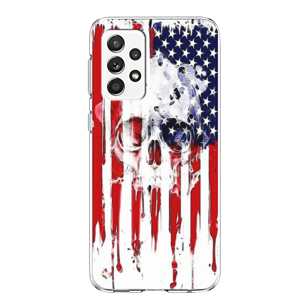 USA Flag Skull Samsung Galaxy A72 Case-Phone Case-Clear Soft Case-Altracase