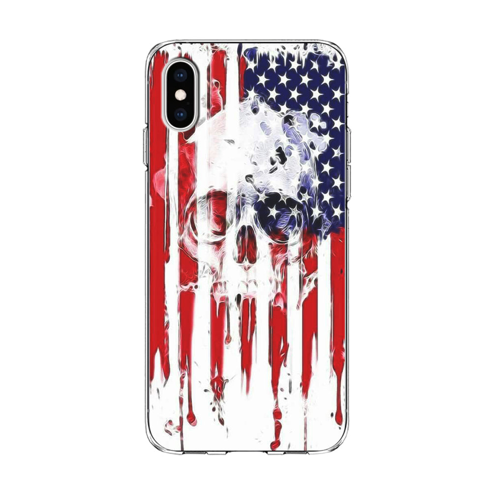 USA Flag Skull iPhone Xs Case-Phone Case-Clear Soft Case-Altracase