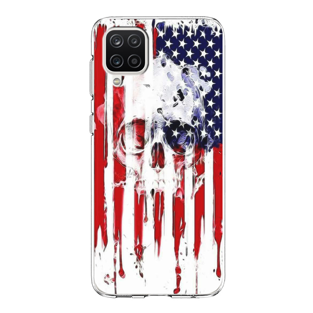 USA Flag Skull Samsung Galaxy A12 Case-Phone Case-Clear Soft Case-Altracase