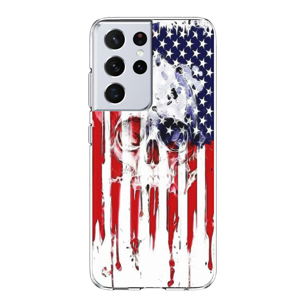 USA Flag Skull Samsung Galaxy S21 Ultra Case-Phone Case-Clear Soft Case-Altracase