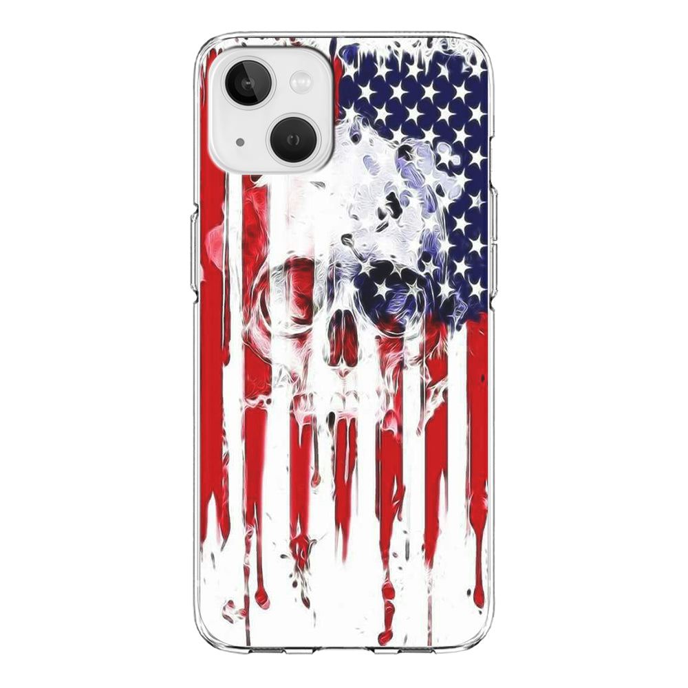 USA Flag Skull iPhone 15 Plus Case-Phone Case-Clear Soft Case-Altracase