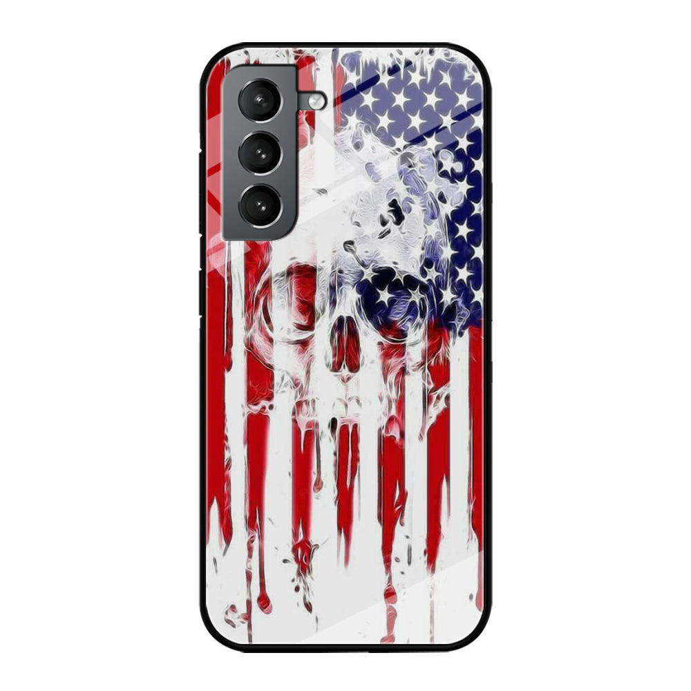USA Flag Skull Samsung Galaxy S23 Case-Phone Case-Tempered Glass Case-Altracase