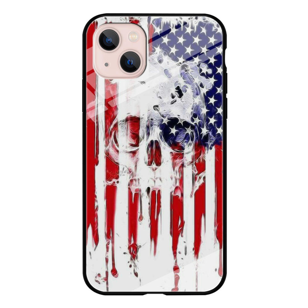 USA Flag Skull iPhone 15 Plus Case-Phone Case-Tempered Glass Case-Altracase