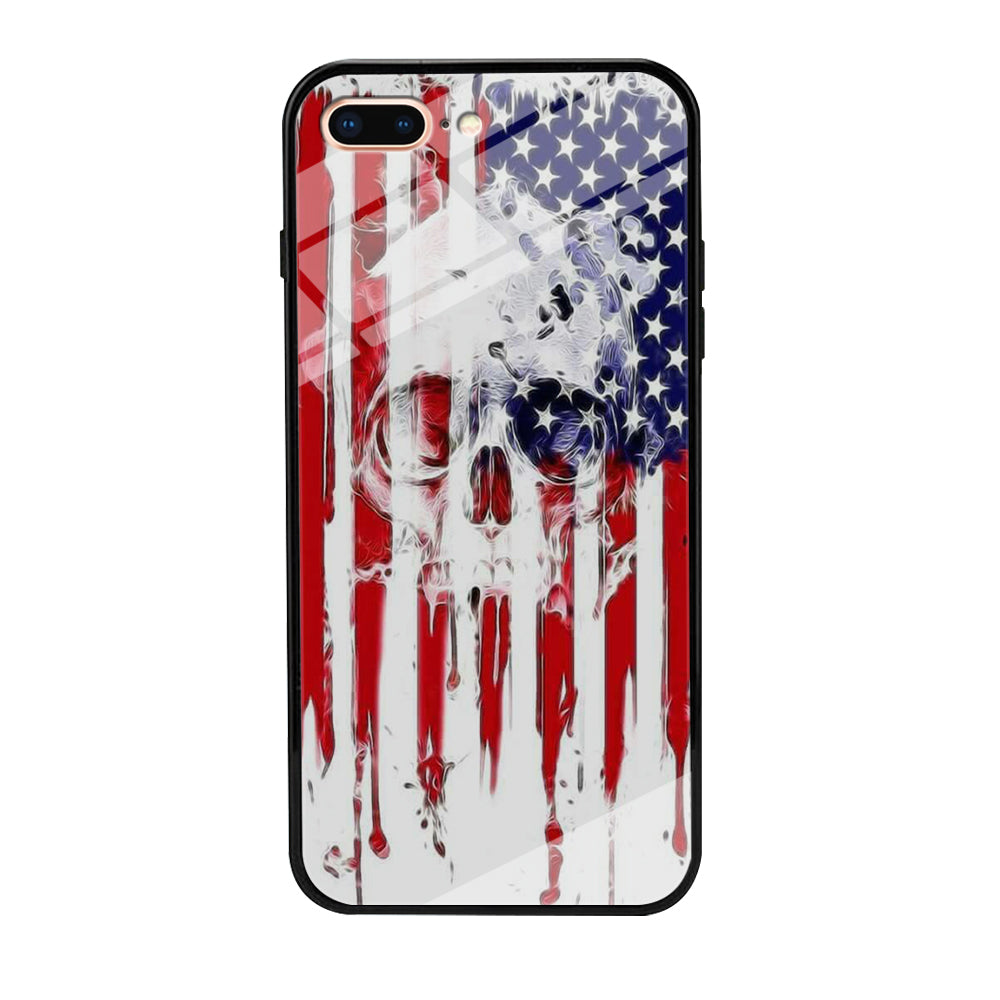 USA Flag Skull iPhone 8 Plus Case-Phone Case-Tempered Glass Case-Altracase