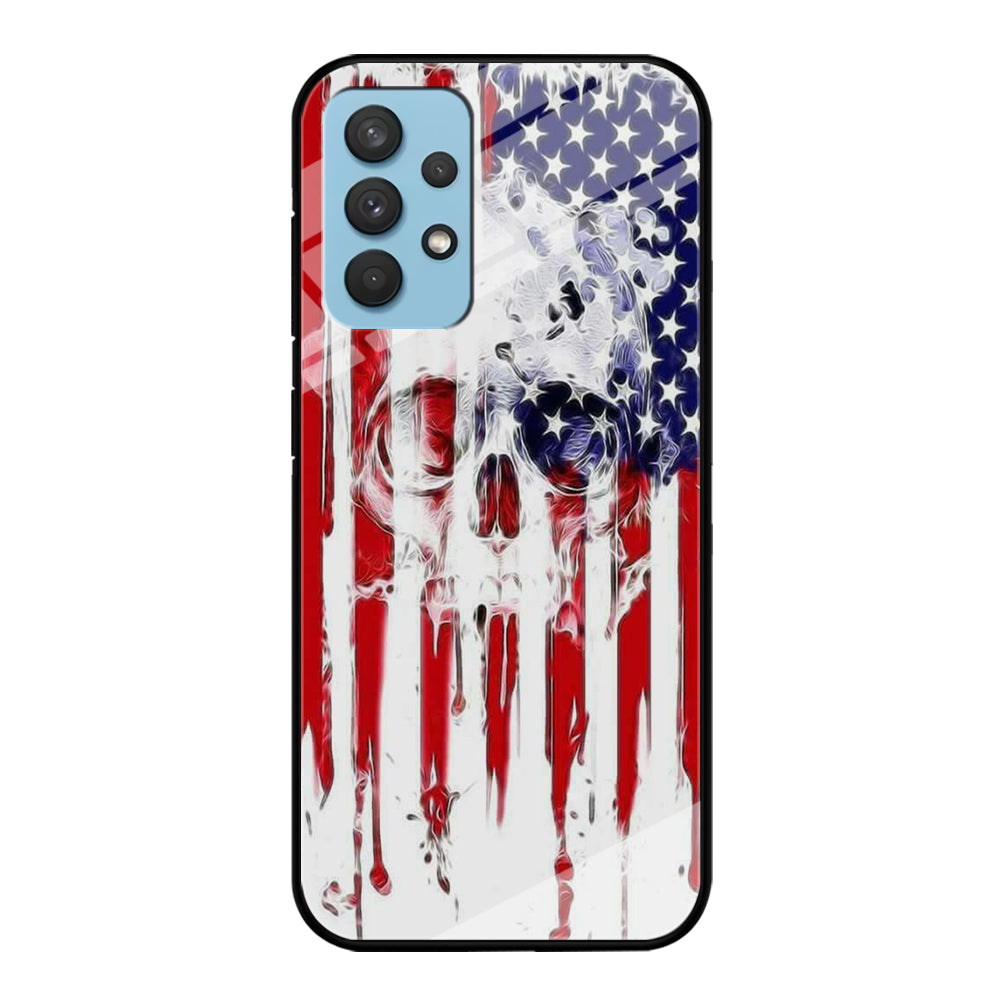 USA Flag Skull Samsung Galaxy A32 Case-Phone Case-Tempered Glass Case-Altracase
