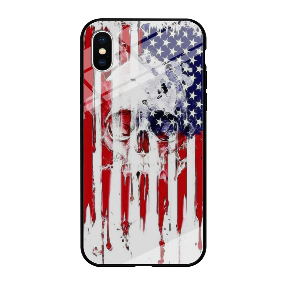 USA Flag Skull iPhone Xs Case-Phone Case-Tempered Glass Case-Altracase