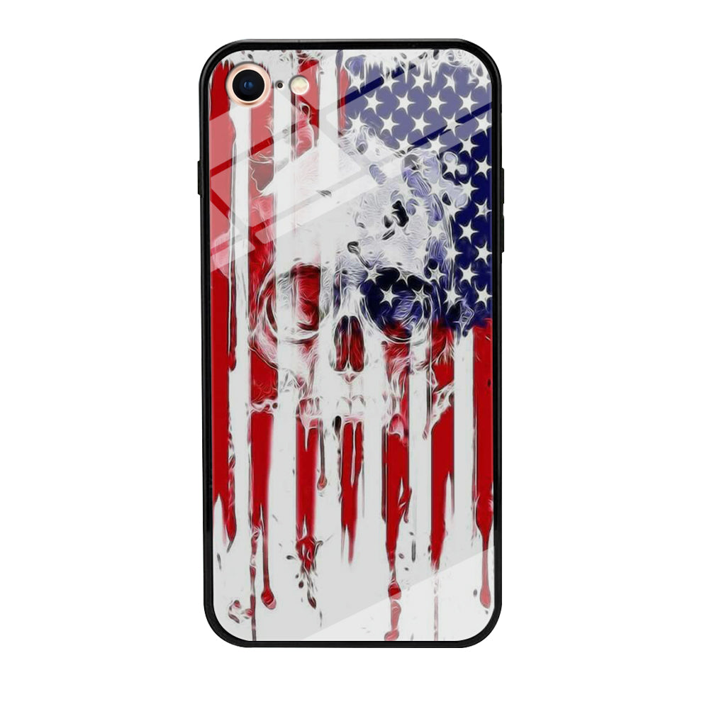 USA Flag Skull iPhone 8 Case-Phone Case-Tempered Glass Case-Altracase