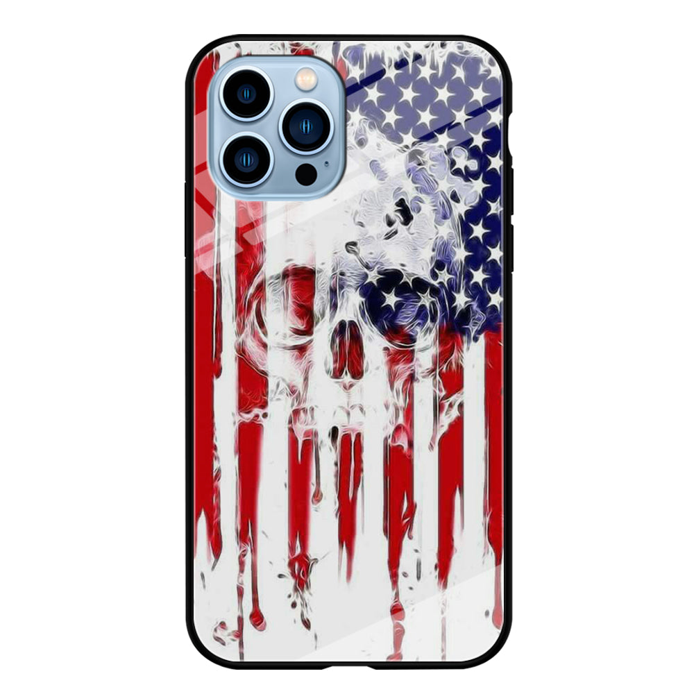 USA Flag Skull iPhone 14 Pro Max Case-Phone Case-Tempered Glass Case-Altracase