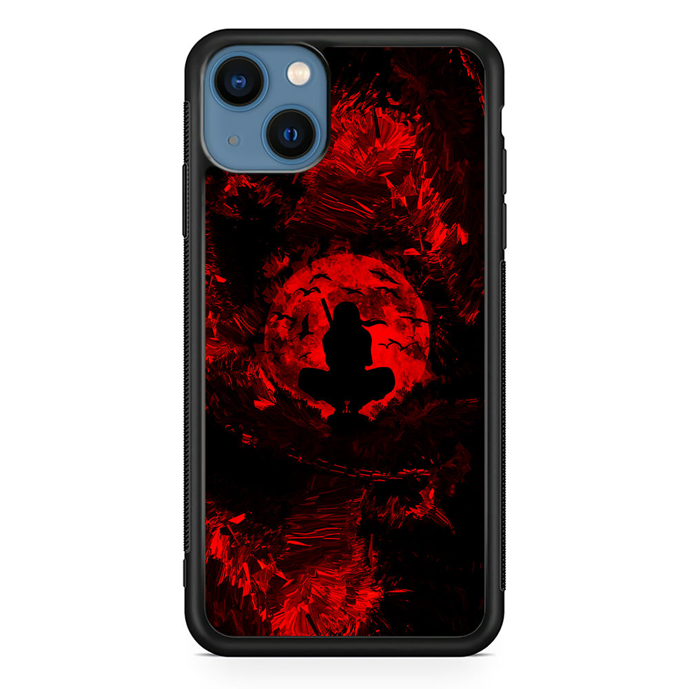 Uchiha Itachi Silhouette iPhone 13 Mini Case-Phone Case-Rubber Black (2D Case)-Altracase