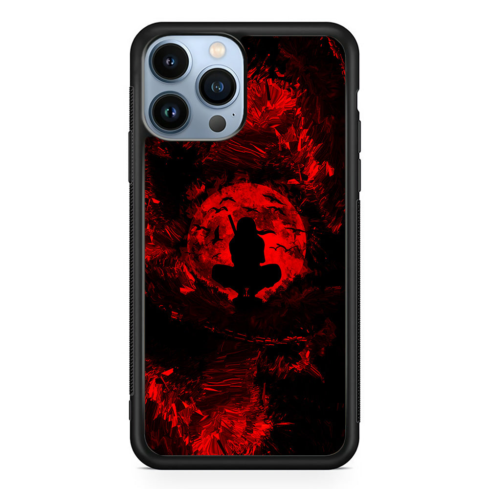 Uchiha Itachi Silhouette iPhone 15 Pro Max Case-Phone Case-Rubber Black (2D Case)-Altracase