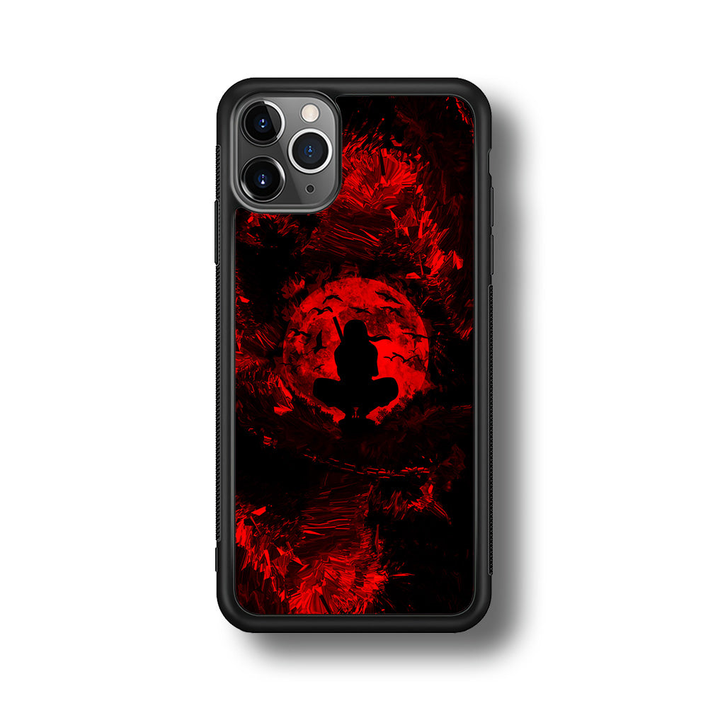 Uchiha Itachi Silhouette iPhone 11 Pro Max Case-Phone Case-Rubber Black (2D Case)-Altracase