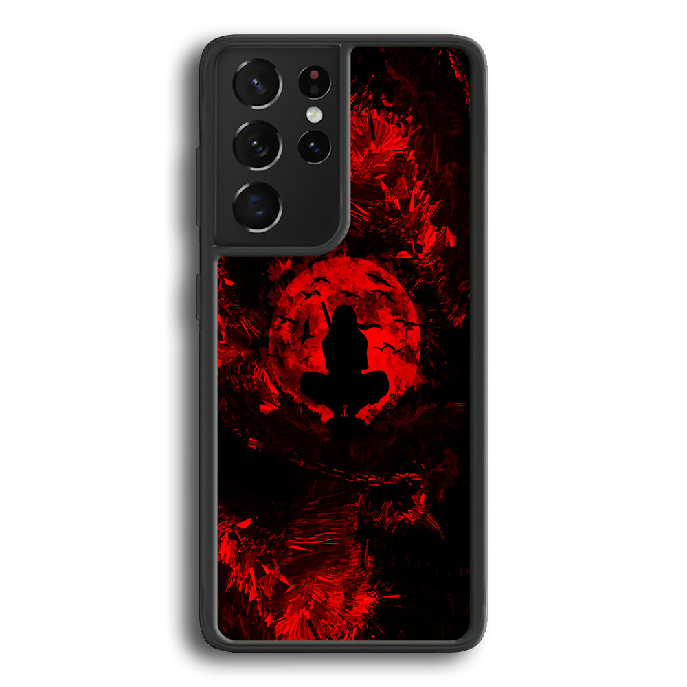 Uchiha Itachi Silhouette Samsung Galaxy S21 Ultra Case-Phone Case-Rubber Black (2D Case)-Altracase