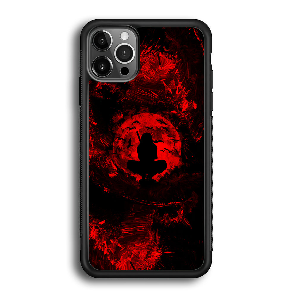 Uchiha Itachi Silhouette iPhone 12 Pro Max Case-Phone Case-Rubber Black (2D Case)-Altracase