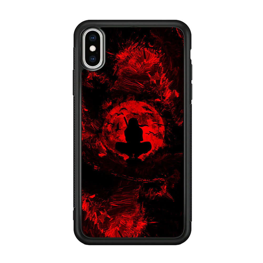 Uchiha Itachi Silhouette iPhone Xs Case-Phone Case-Rubber Black (2D Case)-Altracase