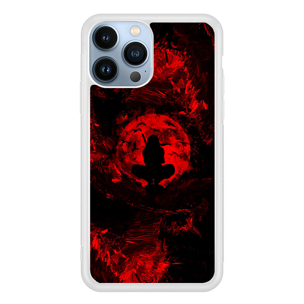 Uchiha Itachi Silhouette iPhone 15 Pro Case-Phone Case-Rubber White (2D Case)-Altracase