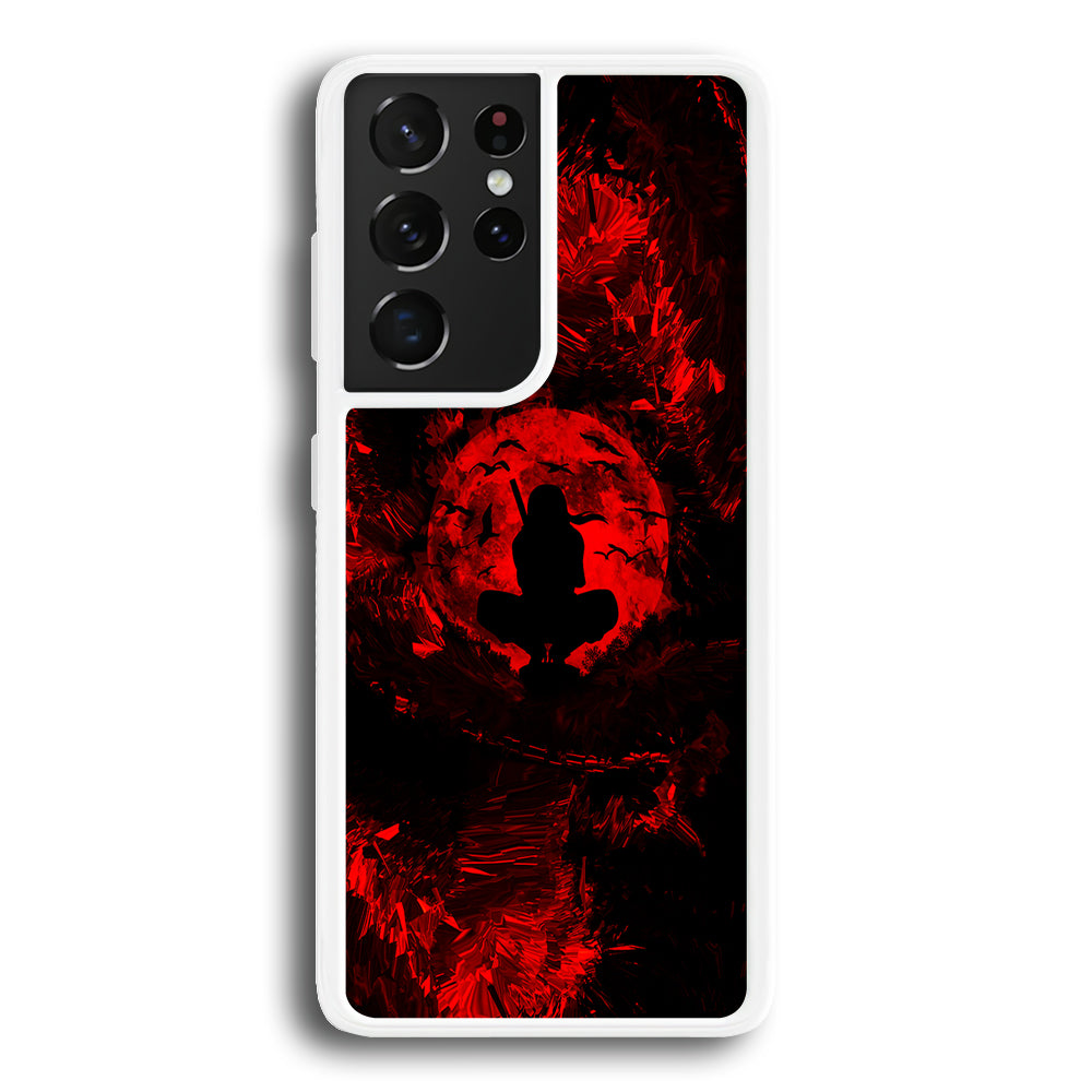Uchiha Itachi Silhouette Samsung Galaxy S21 Ultra Case-Phone Case-Rubber White (2D Case)-Altracase