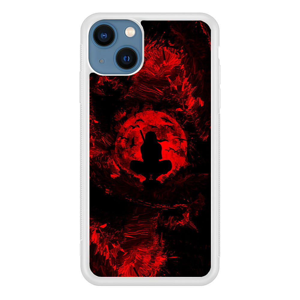 Uchiha Itachi Silhouette iPhone 13 Mini Case-Phone Case-Rubber White (2D Case)-Altracase