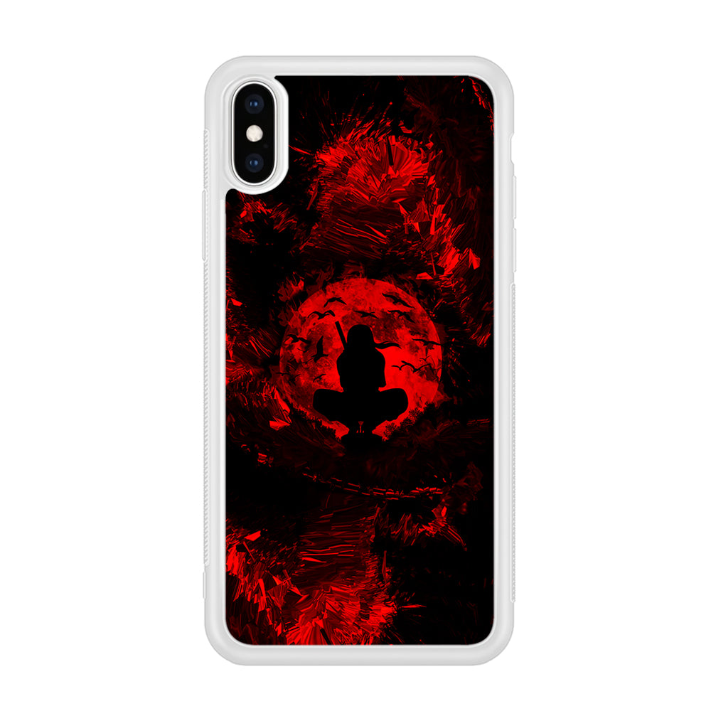Uchiha Itachi Silhouette iPhone Xs Case-Phone Case-Rubber White (2D Case)-Altracase