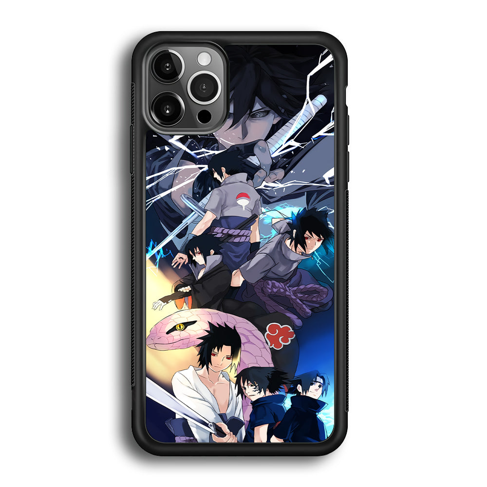 Uchiha Sasuke Growth iPhone 12 Pro Max Case-Phone Case-Rubber Black (2D Case)-Altracase