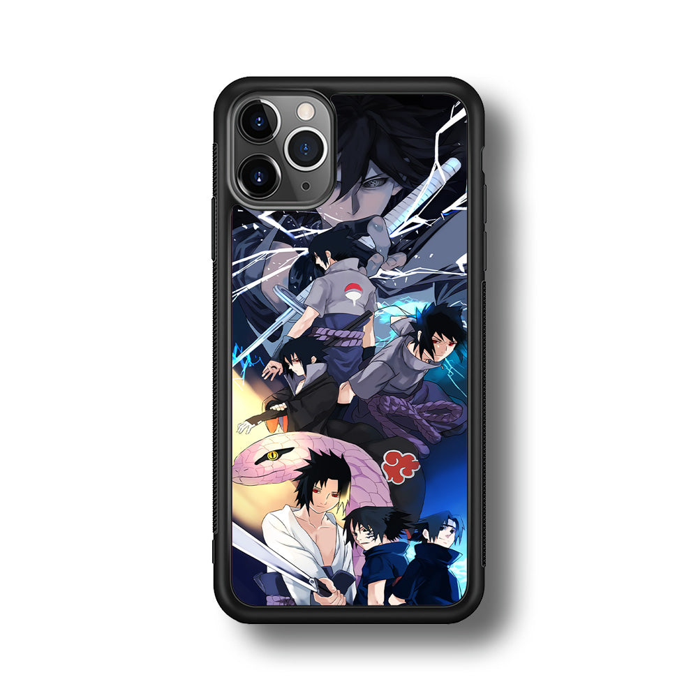 Uchiha Sasuke Growth iPhone 11 Pro Max Case-Phone Case-Rubber Black (2D Case)-Altracase