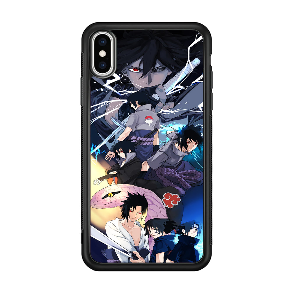 Uchiha Sasuke Growth iPhone Xs Case-Phone Case-Rubber Black (2D Case)-Altracase