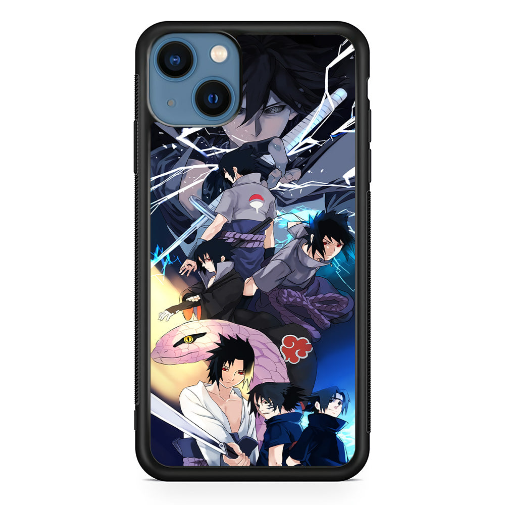 Uchiha Sasuke Growth iPhone 13 Mini Case-Phone Case-Rubber Black (2D Case)-Altracase