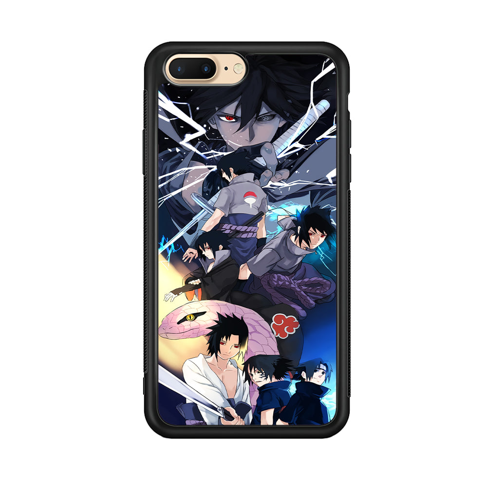 Uchiha Sasuke Growth iPhone 8 Plus Case-Phone Case-Rubber Black (2D Case)-Altracase
