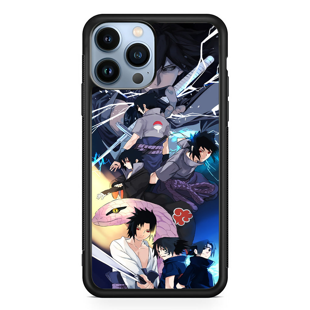 Uchiha Sasuke Growth iPhone 15 Pro Max Case-Phone Case-Rubber Black (2D Case)-Altracase