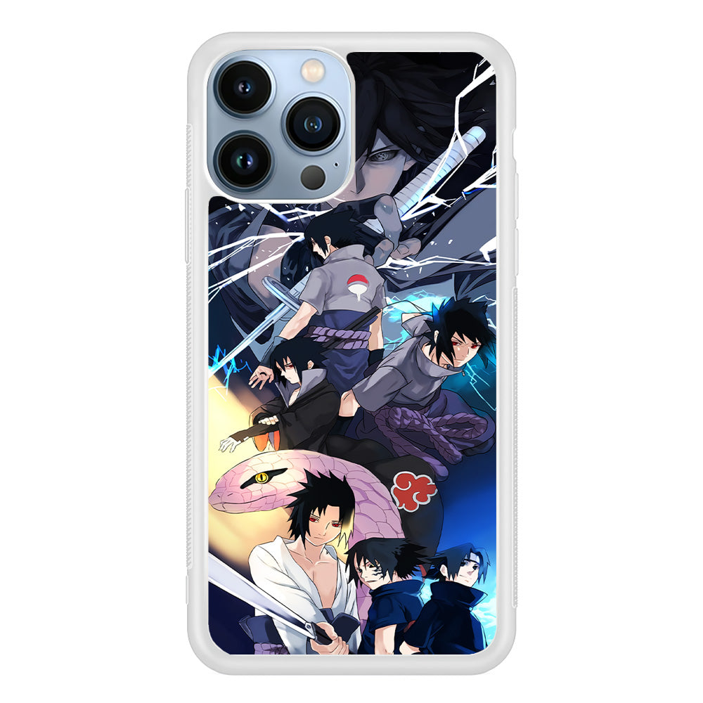 Uchiha Sasuke Growth iPhone 15 Pro Case-Phone Case-Rubber White (2D Case)-Altracase