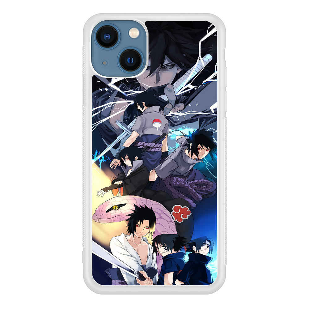 Uchiha Sasuke Growth iPhone 13 Mini Case-Phone Case-Rubber White (2D Case)-Altracase