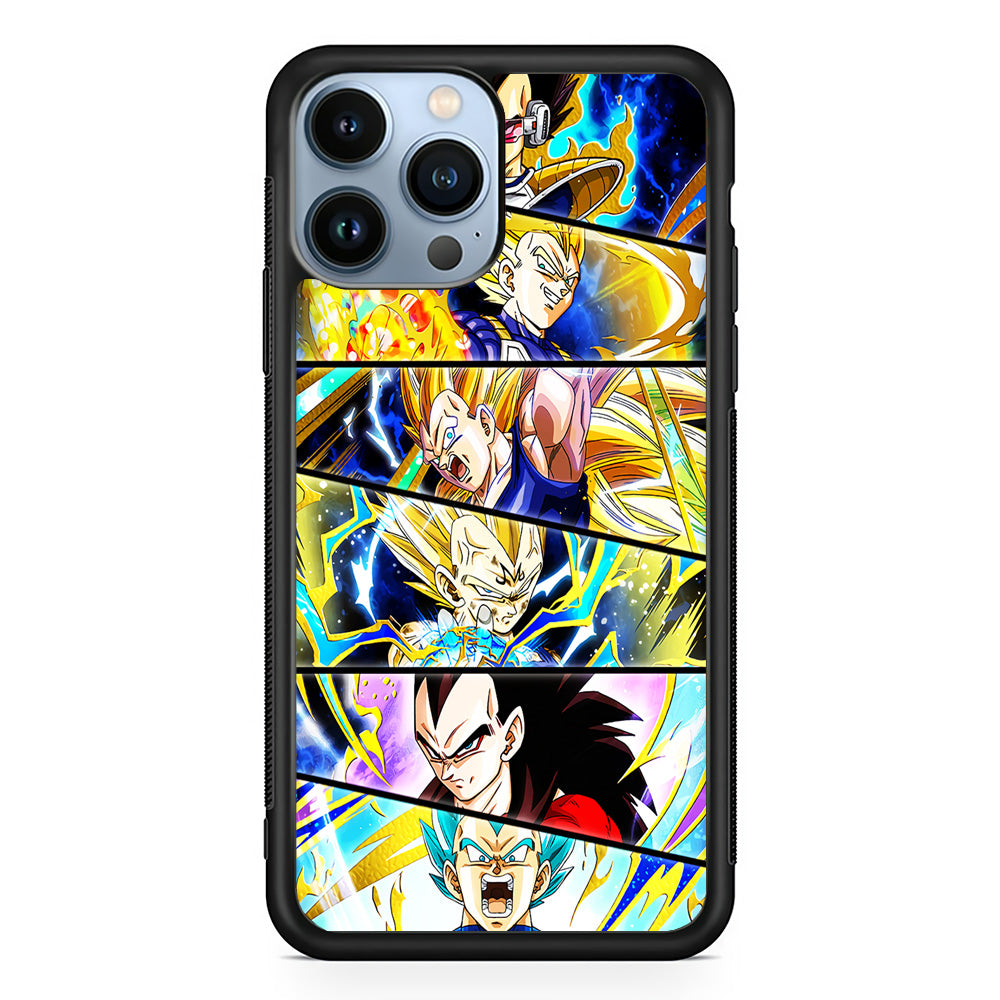 Vegeta Collage Dragon Ball iPhone 15 Pro Max Case-Phone Case-Rubber Black (2D Case)-Altracase