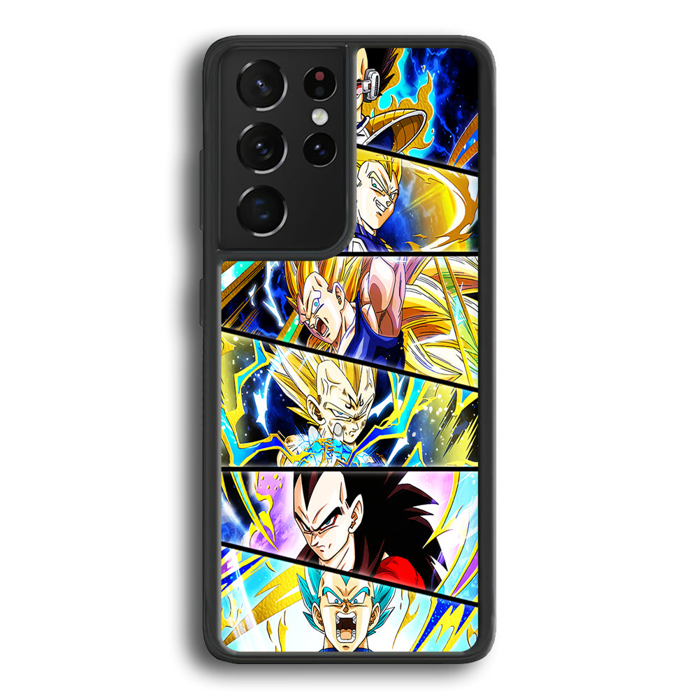 Vegeta Collage Dragon Ball Samsung Galaxy S21 Ultra Case-Phone Case-Rubber Black (2D Case)-Altracase