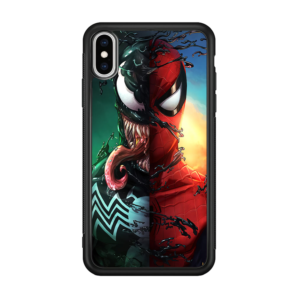 Venom VS Spiderman iPhone Xs Case-Phone Case-Rubber Black (2D Case)-Altracase