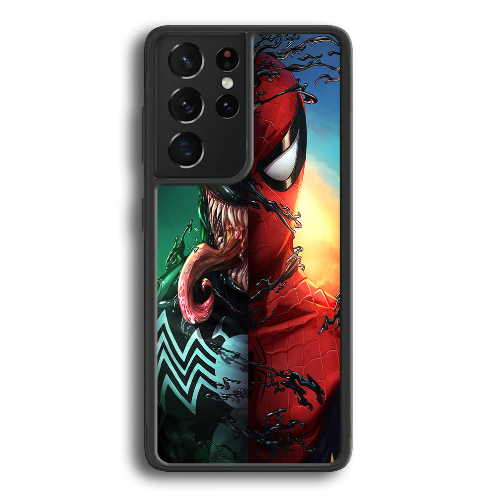 Venom VS Spiderman Samsung Galaxy S21 Ultra Case-Phone Case-Rubber Black (2D Case)-Altracase