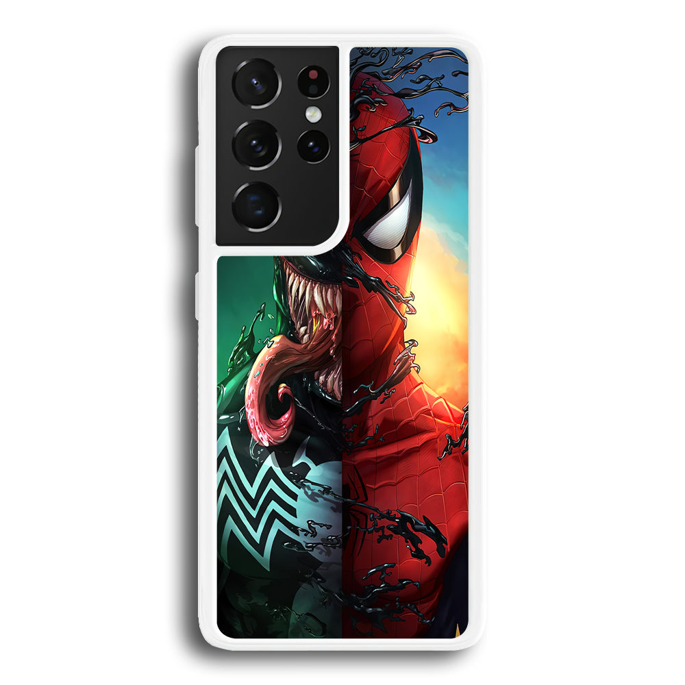 Venom VS Spiderman Samsung Galaxy S21 Ultra Case-Phone Case-Rubber White (2D Case)-Altracase