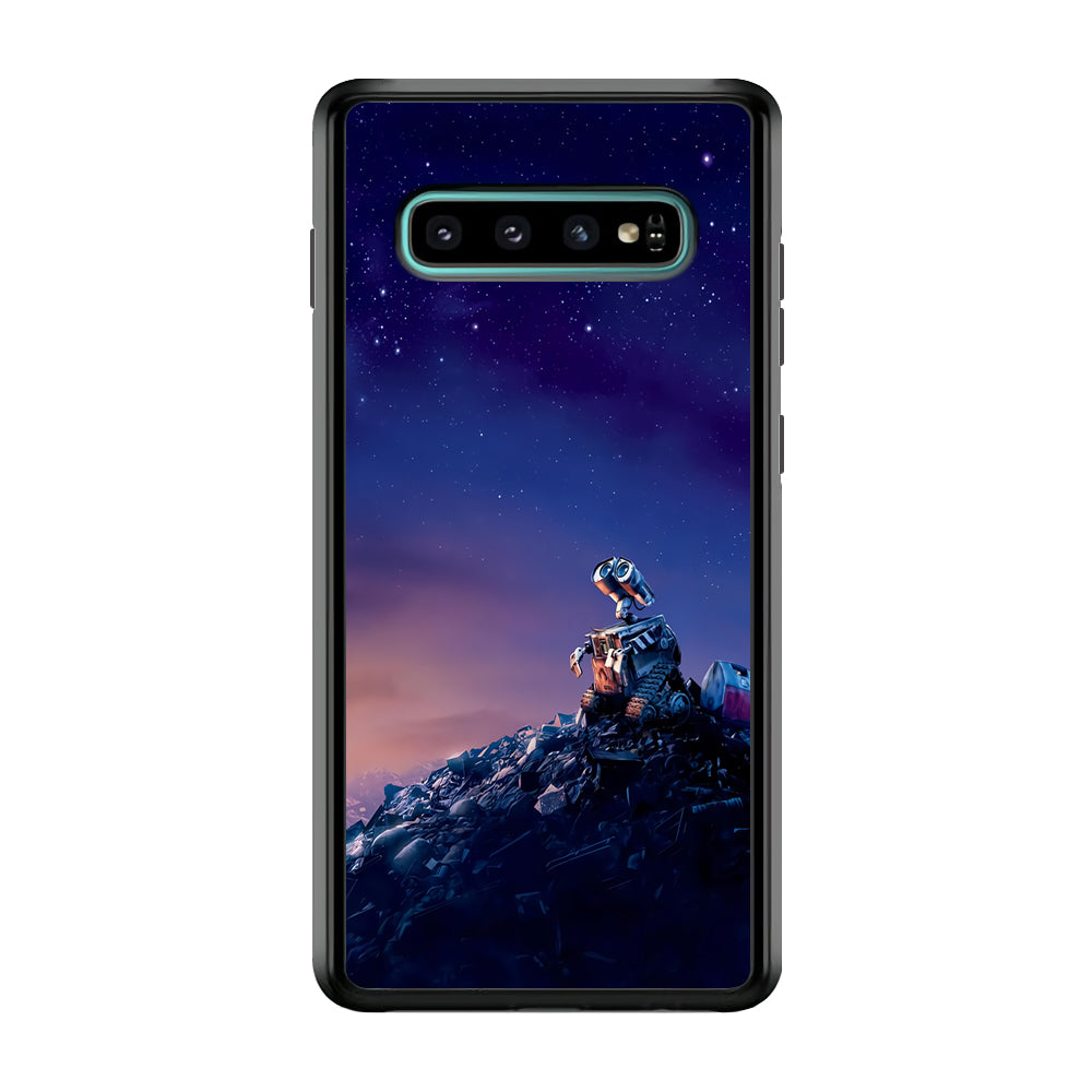 Wall-e Looks Up at The Sky Samsung Galaxy S10 Case-Phone Case-Rubber Black (2D Case)-Altracase