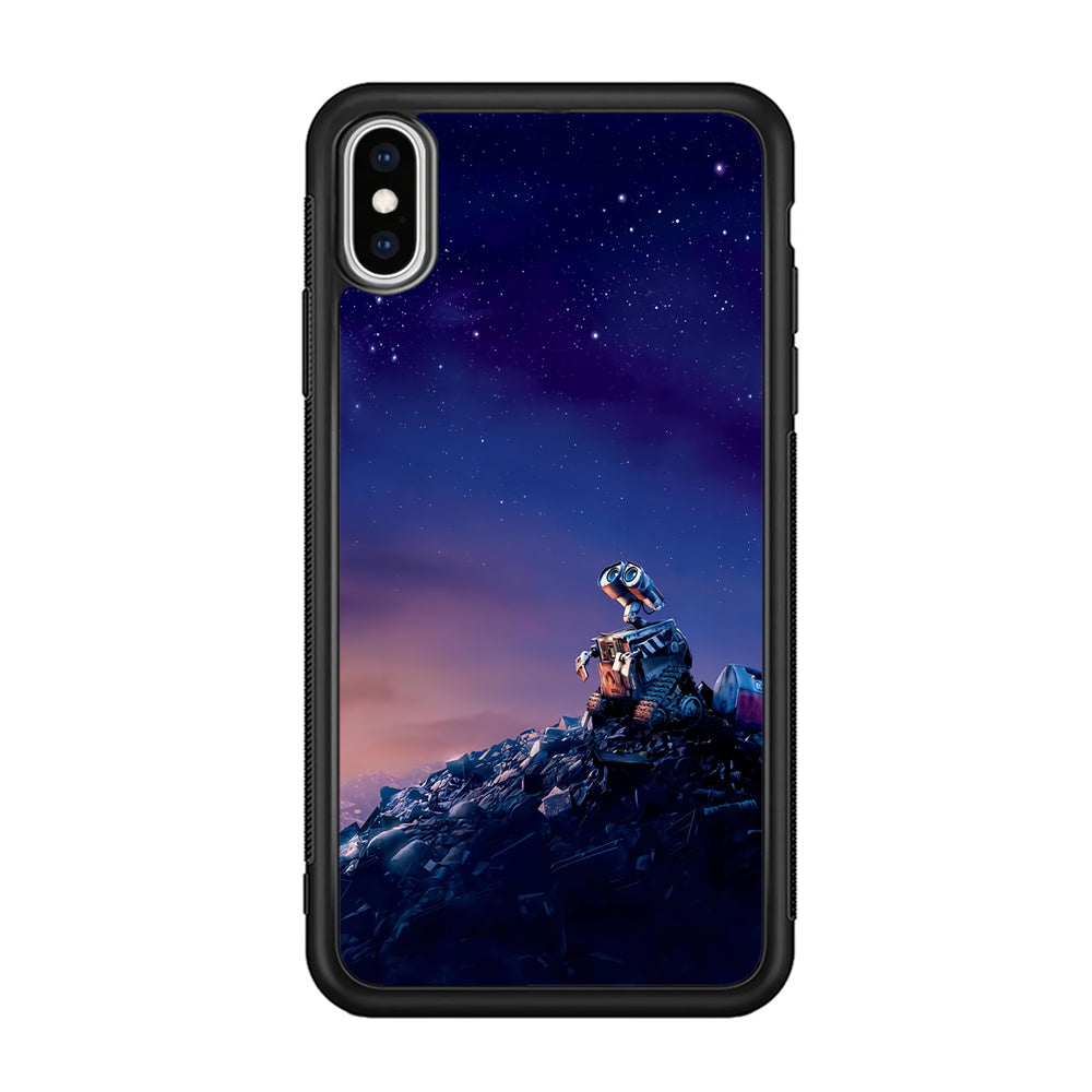 Wall-e Looks Up at The Sky iPhone Xs Case-Phone Case-Rubber Black (2D Case)-Altracase