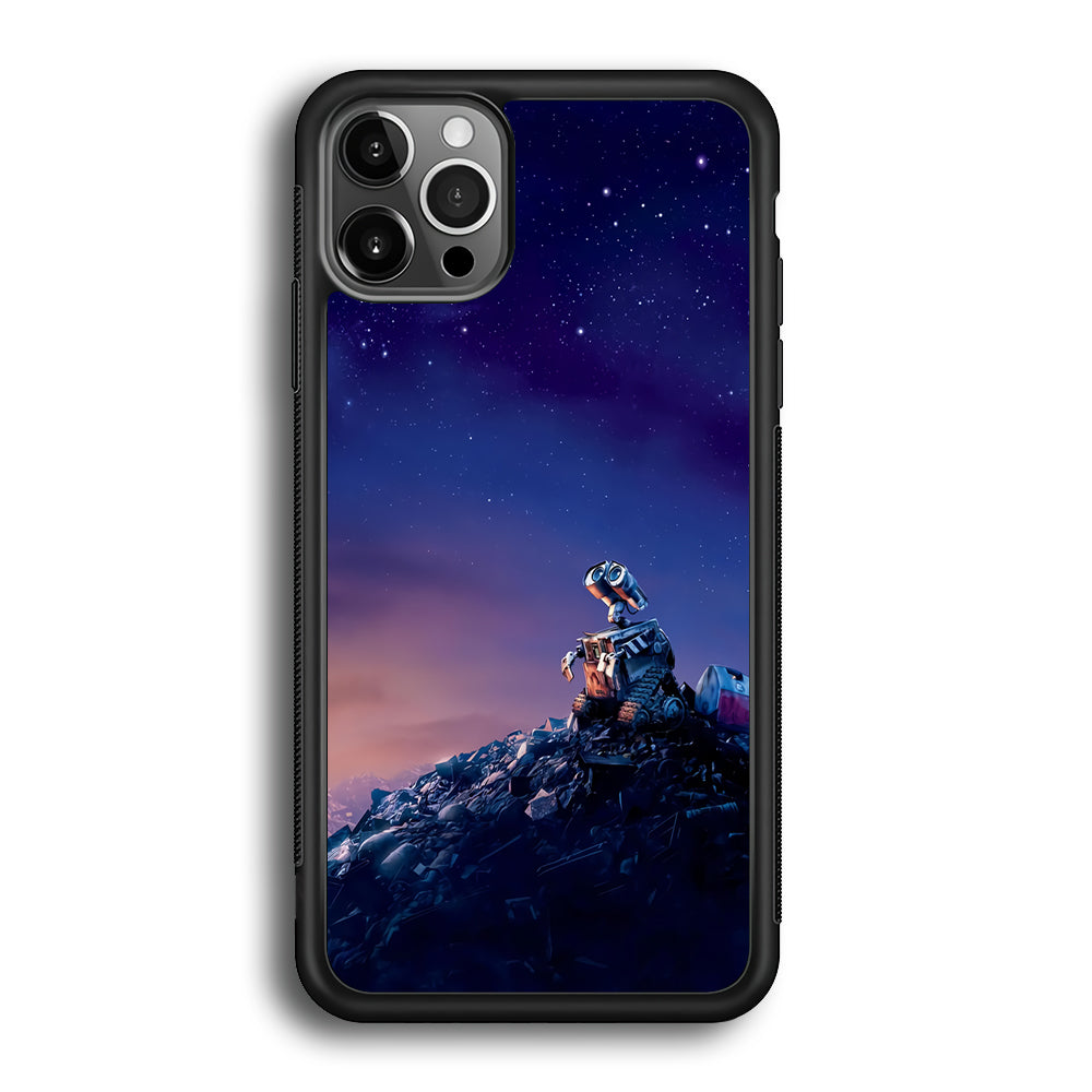 Wall-e Looks Up at The Sky iPhone 12 Pro Max Case-Phone Case-Rubber Black (2D Case)-Altracase