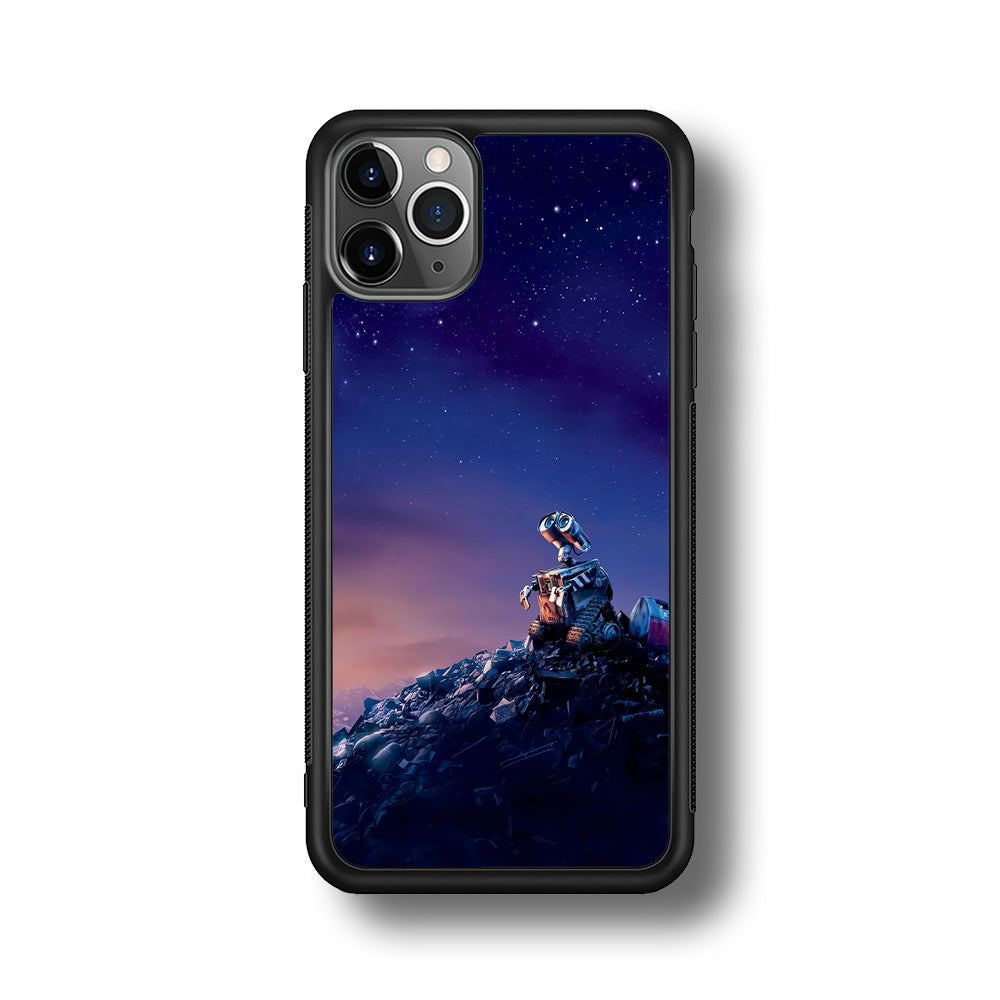 Wall-e Looks Up at The Sky iPhone 11 Pro Max Case-Phone Case-Rubber Black (2D Case)-Altracase
