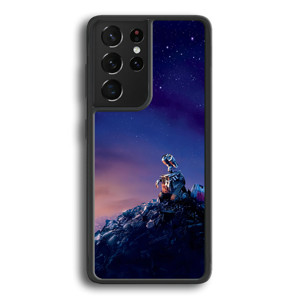 Wall-e Looks Up at The Sky Samsung Galaxy S24 Ultra Case-Phone Case-Rubber Black (2D Case)-Altracase
