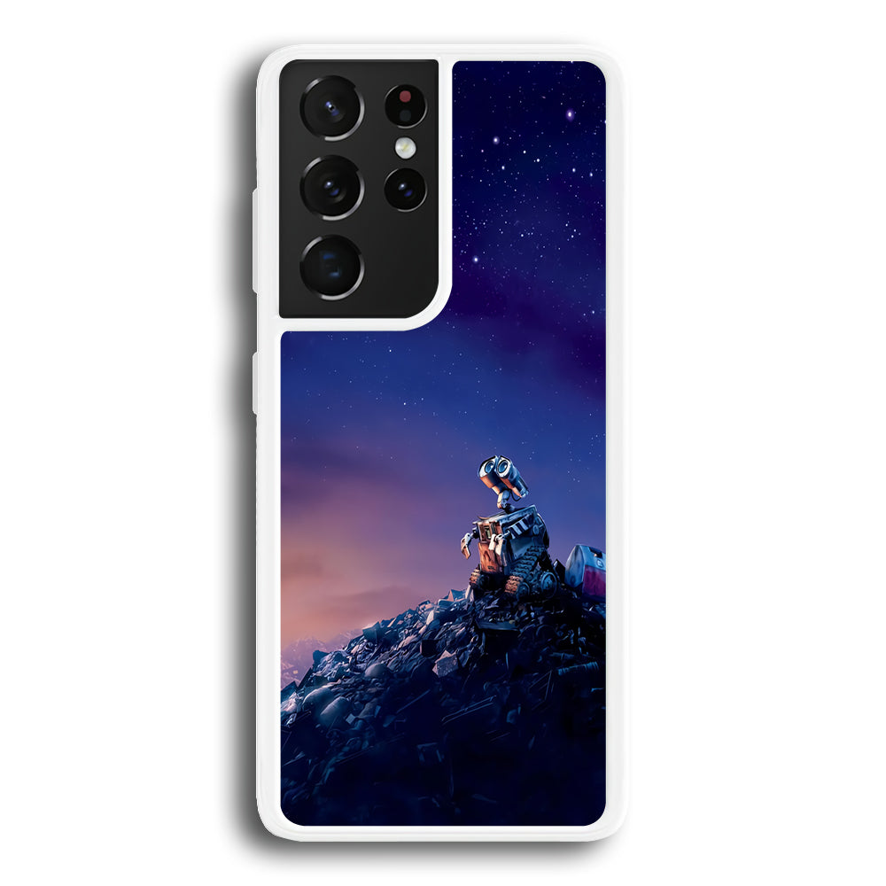 Wall-e Looks Up at The Sky Samsung Galaxy S24 Ultra Case-Phone Case-Rubber White (2D Case)-Altracase