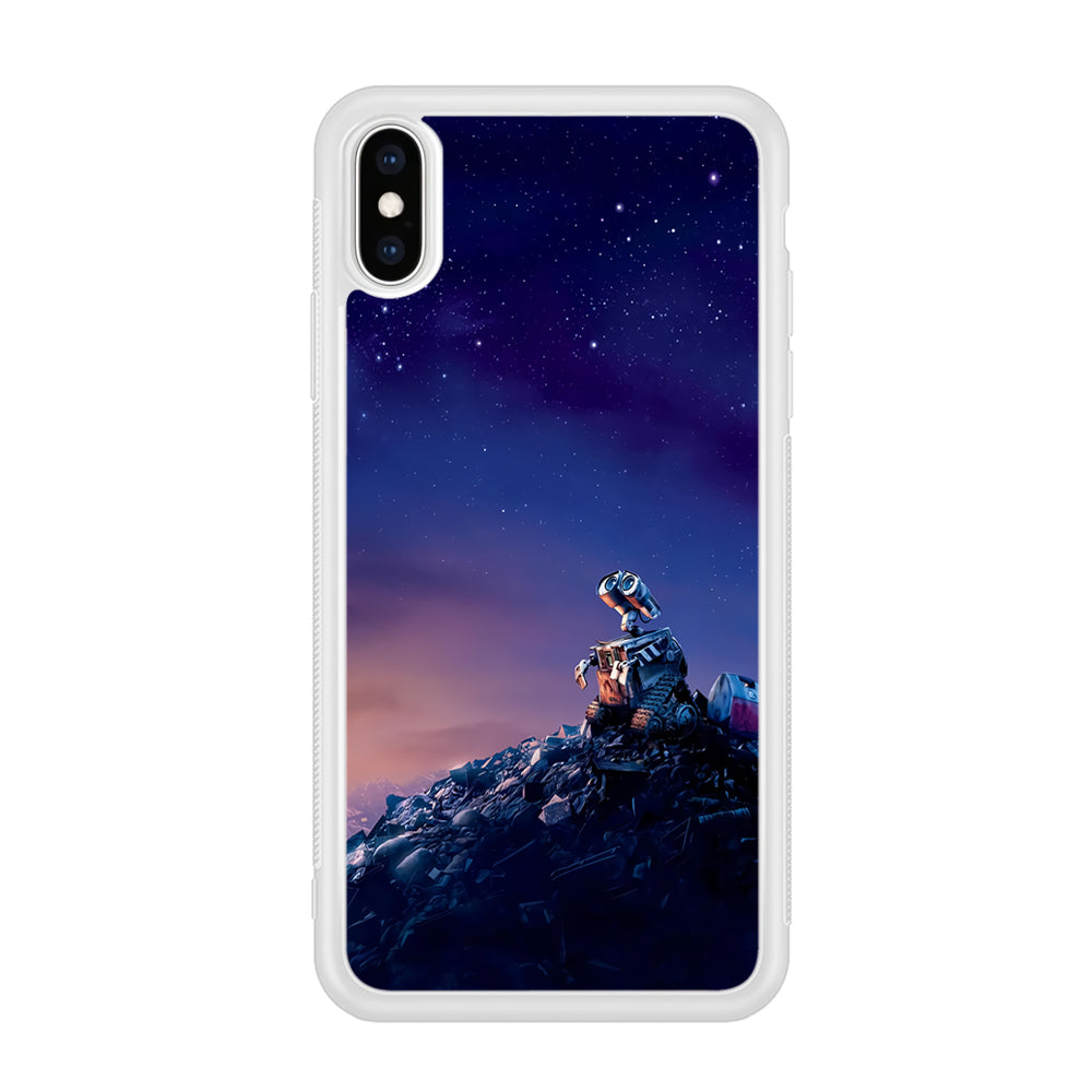 Wall-e Looks Up at The Sky iPhone Xs Case-Phone Case-Rubber White (2D Case)-Altracase
