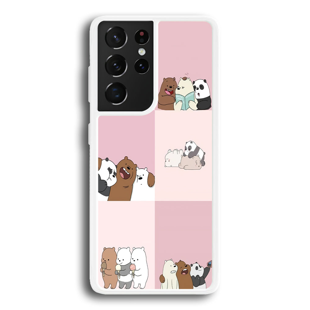 We Bare Bear Daily Life Samsung Galaxy S21 Ultra Case-Phone Case-Rubber White (2D Case)-Altracase